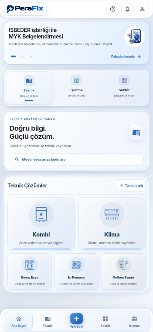 Usta Destek uygulamasının Teknik Çözümler bölümünü gösteren gerçek yerel önizleme